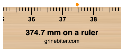 Where is 374.7 millimeters on a ruler