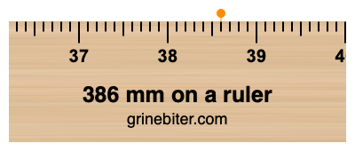386 mm on a ruler Where is 386 millimeters on a ruler