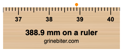 388.9 mm on a ruler Where is 388.9 millimeters on a ruler