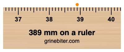 389 mm on a ruler Where is 389 millimeters on a ruler