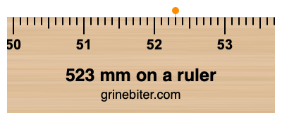 523 mm on a ruler Where is 523 millimeters on a ruler