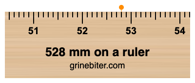 Where is 528 millimeters on a ruler