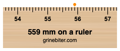 Where is 559 millimeters on a ruler