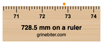 Where is 728.5 millimeters on a ruler