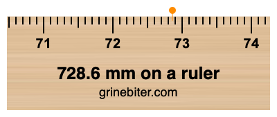 Where is 728.6 millimeters on a ruler