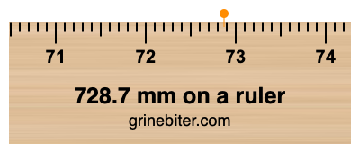 Where is 728.7 millimeters on a ruler