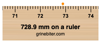 Where is 728.9 millimeters on a ruler