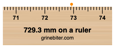 Where is 729.3 millimeters on a ruler