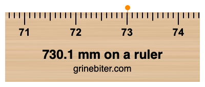 Where is 730.1 millimeters on a ruler