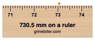 Where is 730.5 millimeters on a ruler