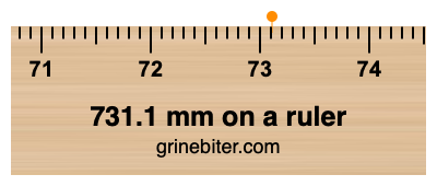 Where is 731.1 millimeters on a ruler