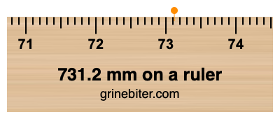 Where is 731.2 millimeters on a ruler