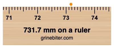 Where is 731.7 millimeters on a ruler