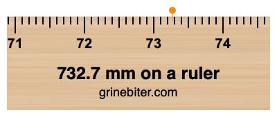 Where is 732.7 millimeters on a ruler