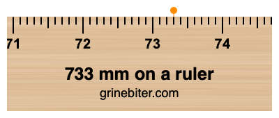 Where is 733 millimeters on a ruler