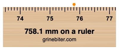 Where is 758.1 millimeters on a ruler