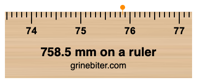 758.5 mm on a ruler Where is 758.5 millimeters on a ruler