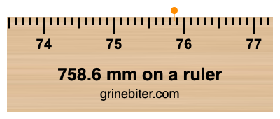 758.6 mm on a ruler Where is 758.6 millimeters on a ruler