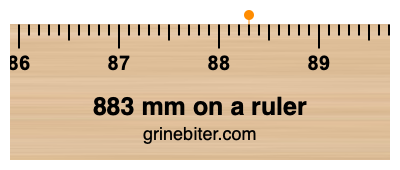 Where is 883 millimeters on a ruler