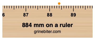 884 mm on a ruler Where is 884 millimeters on a ruler