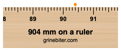 904 mm on a ruler Where is 904 millimeters on a ruler