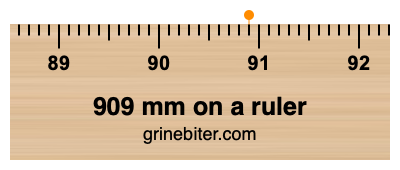 Where is 909 millimeters on a ruler