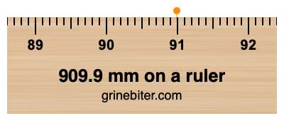 Where is 909.9 millimeters on a ruler