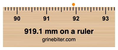 Where is 919.1 millimeters on a ruler