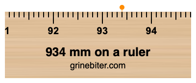 Where is 934 millimeters on a ruler