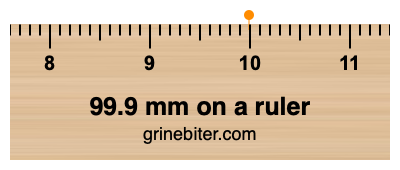 99.9 mm on a ruler Where is 99.9 millimeters on a ruler